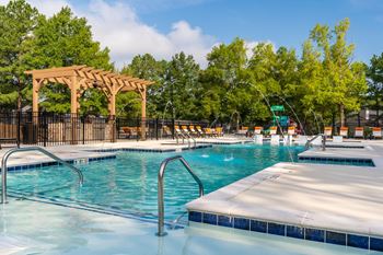 Three sparkling outdoor pools